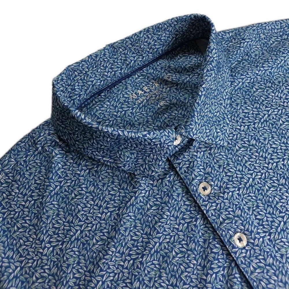 MAELREG Performance Blue Floral AOP Golf Polo Shirt Mens XL Stretch